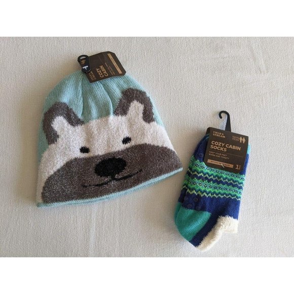 Kid's Cozy Cabin Bear Hat & Socks Field & Stream - Picture 1 of 2